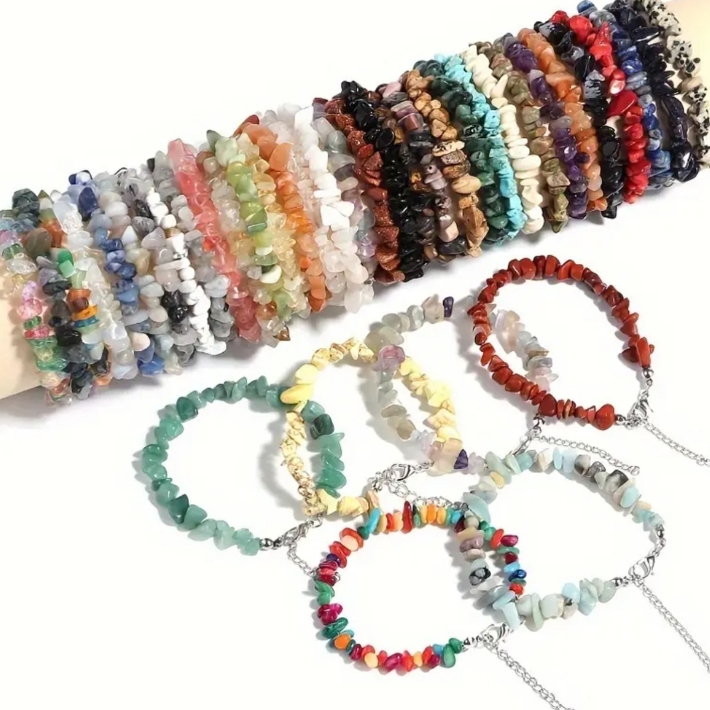 Simple Designs Natural Gemstone Bracalets Multicolored